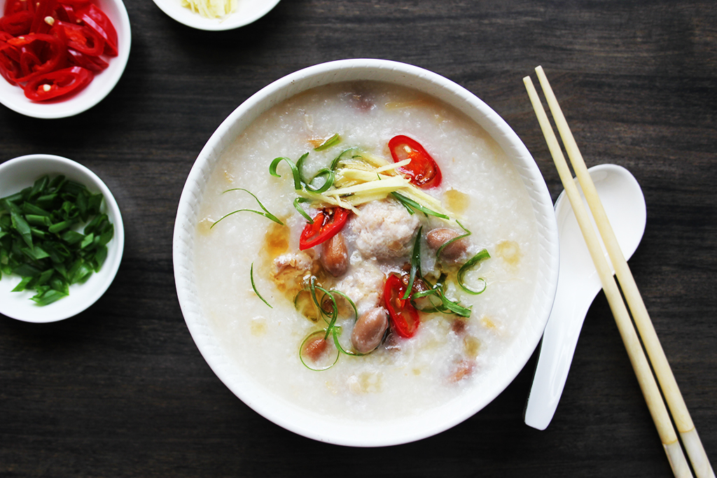 Pork Congee with Braised Peanuts & Dried Scallops Foodelicacy