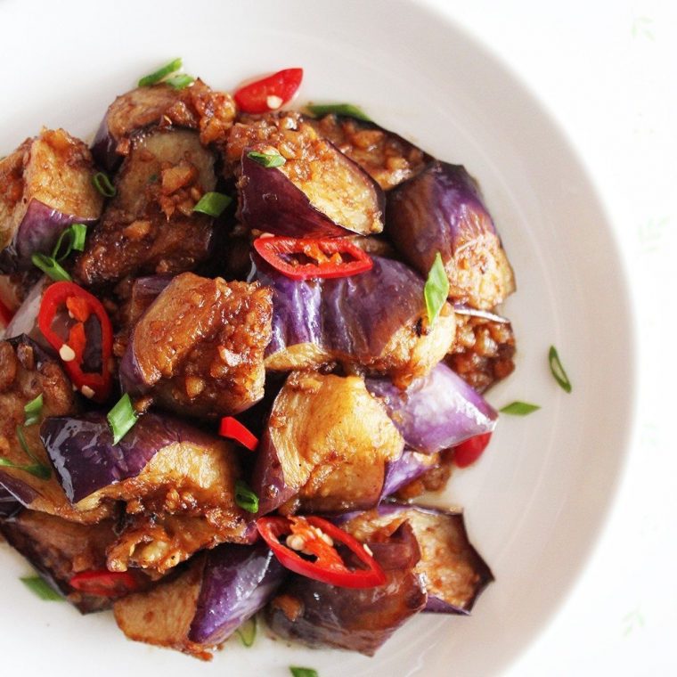 Stirfried Brinjal with Garlic & Dried Shrimp Foodelicacy
