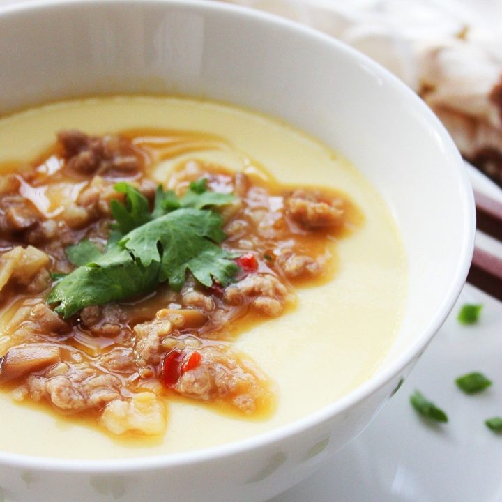 Chinese Steamed Eggs with Spicy Bean Paste