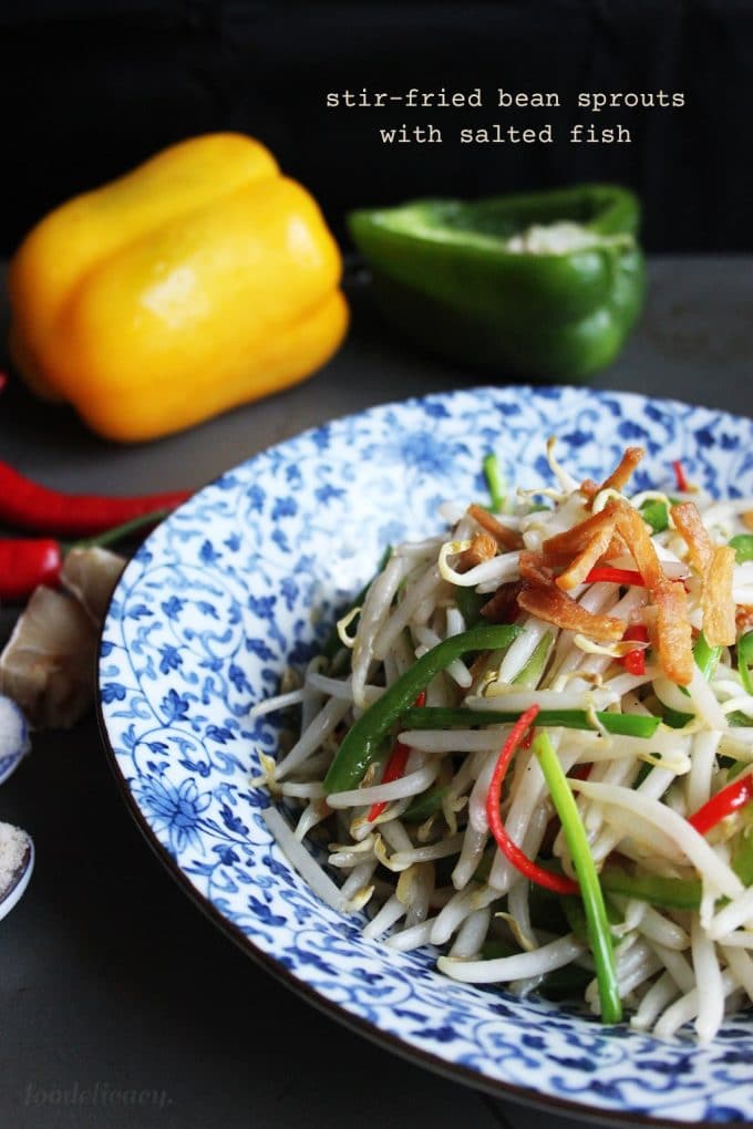 Stirfried Bean Sprouts with Salted Fish Foodelicacy