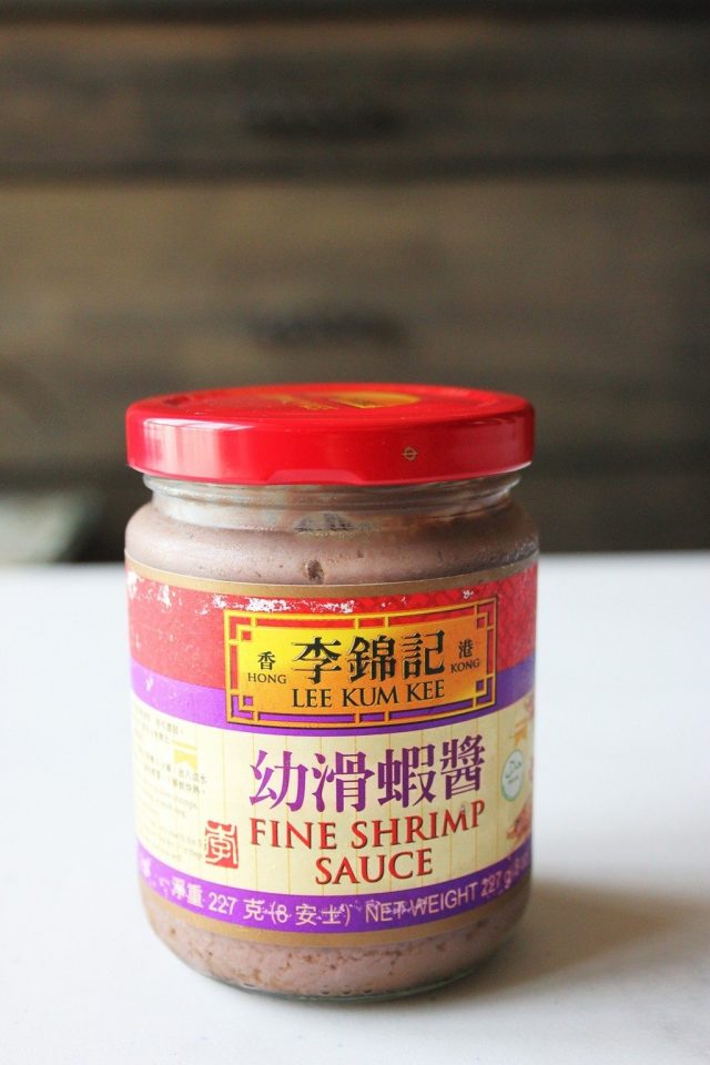 Commercial bottle of prawn paste or fine shrimp sauce