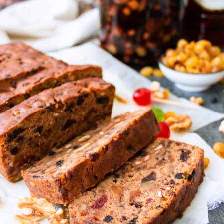 rich fruit cake loaf with homemade fruit mix