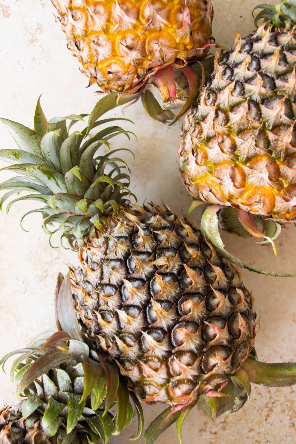 Whole, uncut pineapples